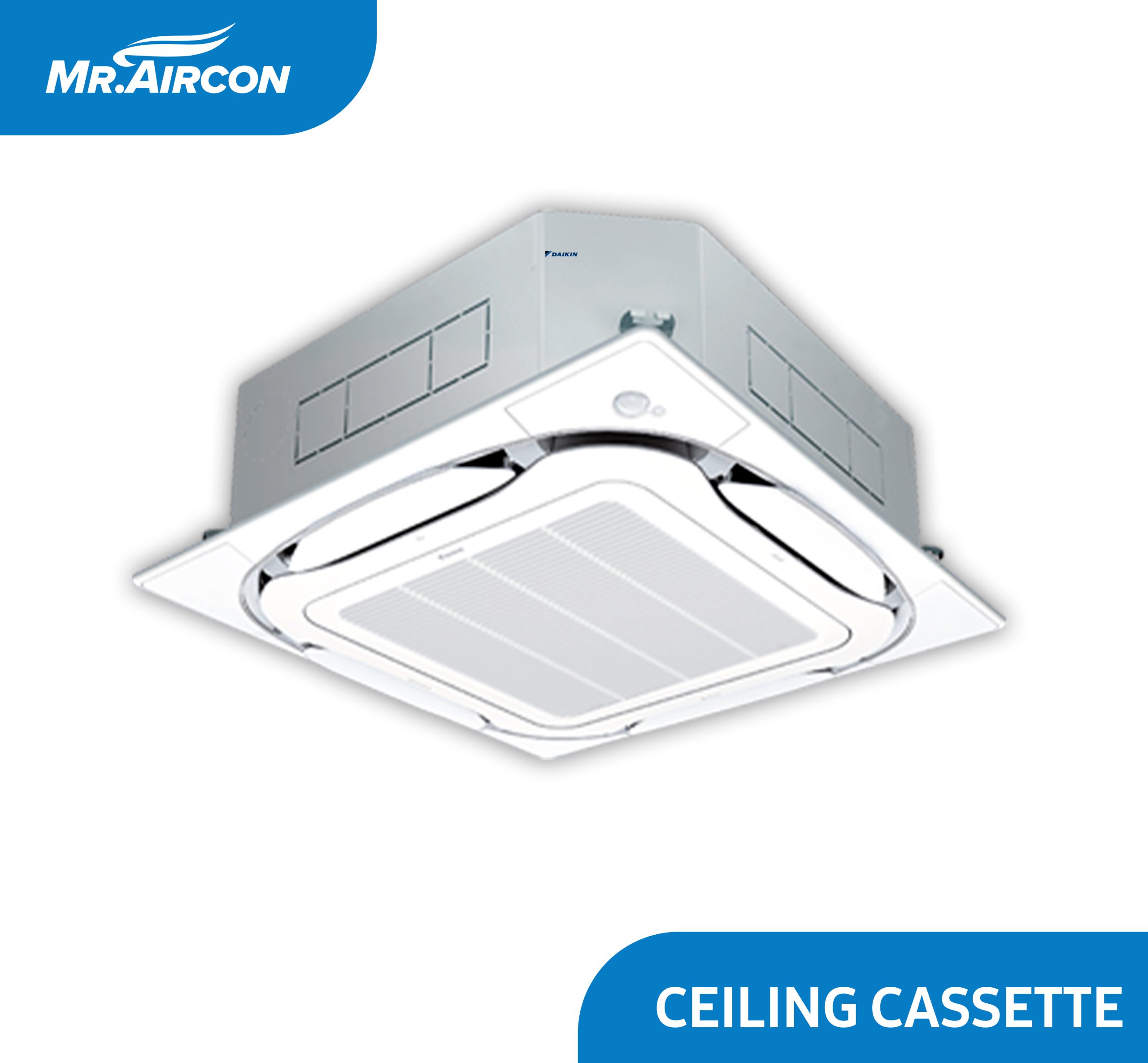 Daikin Ceiling Cassette Roundflow With Streamer And Standard Decorative Panel (WHITE) 3HP